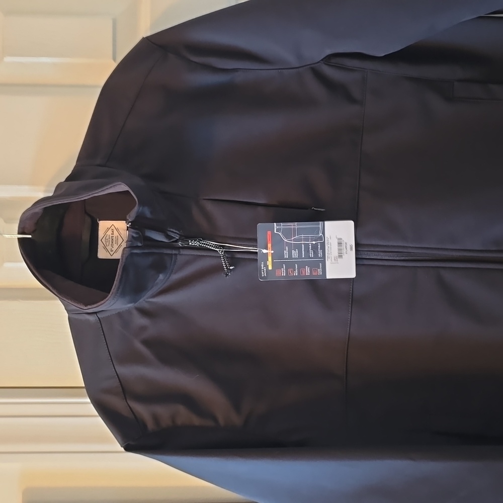 ST. JOHN'S BAY BRAND MEN'S BLACK FRONT ZIPPERED JACKET COAT SIZE XL